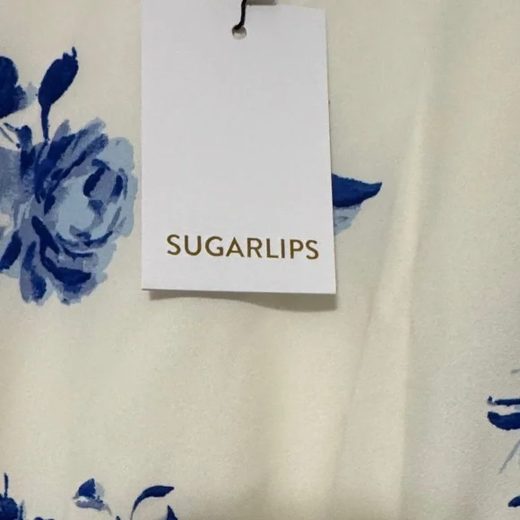 Sugarlips Blue Floral Cream Maxi Dress - Picture 3 of 4